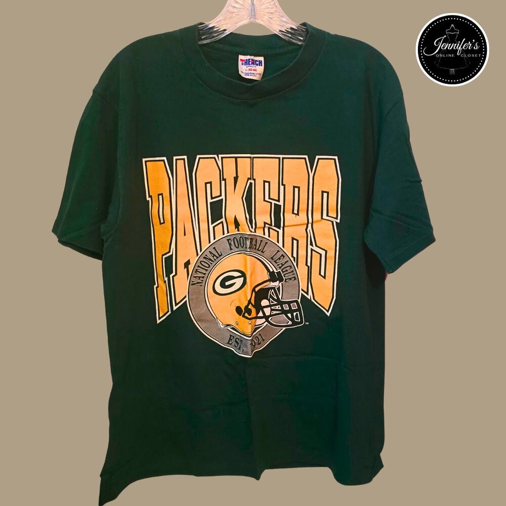 Trench RARE Vintage 90's NFL Green Bay Packers Cotton T-Shirt Size L (42-44)